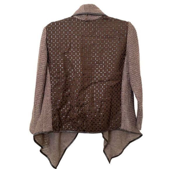 ALBERTO MAKALI Faux Leather Stitched Cardigan - Picture 2 of 4